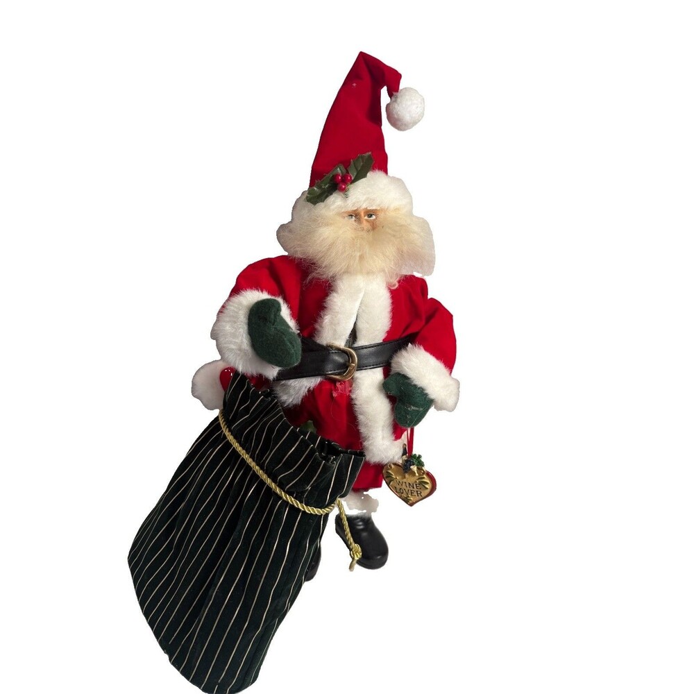 Wine Lover Santa Figure Doubles As Wine Bottle Holder Christmas Gift Bag Holiday
